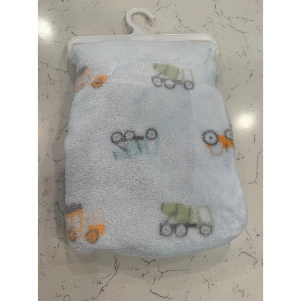 Baby Gear Blue Construction Tractor Plush Baby Blanket 30x40 BB2000005 NWT